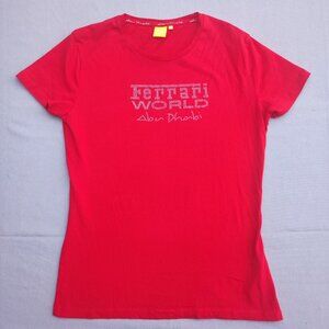 Ferrari World Abu Dhabi T-shirt women's size XL / US L red with gold rhinestones